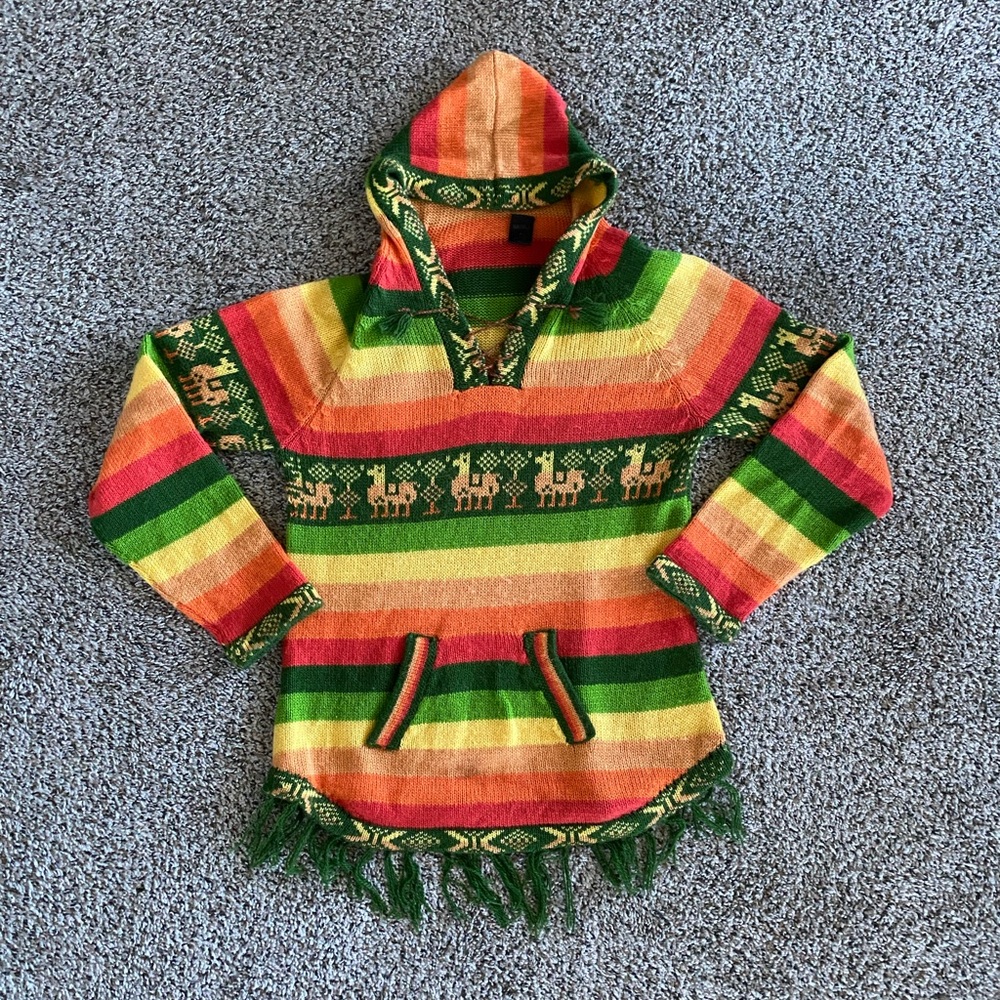 Kactus Artesanias Hooded Alpaca Wool Sweater. Size Small.